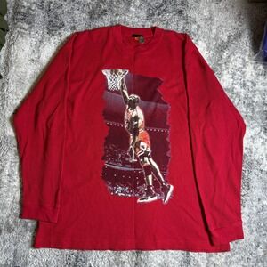 Members Property Michael Jordan Graphic Thermal Shirt Mens 3XL Red Long Sleeve